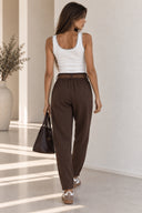 Καφέ Slouchy παντελόνι με ζώνη