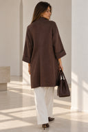 Καφέ lurex detail knit cardigan