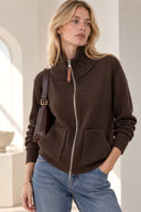 Καφέ Zip Knit cardigan