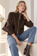 Καφέ Zip Knit cardigan