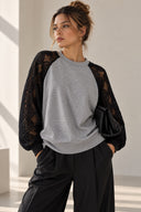 FIGARO Γκρί Lace Detail μπλούζα