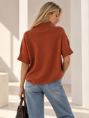 Κεραμιδί oversized knit μπλούζα