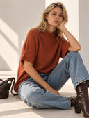 Κεραμιδί oversized knit μπλούζα
