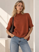 Κεραμιδί oversized knit μπλούζα