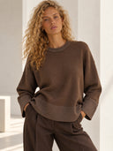 Καφέ lurex detail πλεκτή μπλούζα