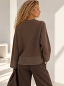 Καφέ lurex detail πλεκτή μπλούζα