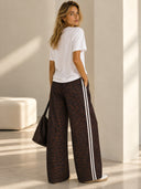 Καφέ animal print wide leg παντελόνα