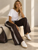 Καφέ animal print wide leg παντελόνα