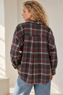 Δαμάσκηνί καρό overshirt με χρυσά κουμπιά