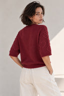 Μπορντό Heart Knit Μπλούζα