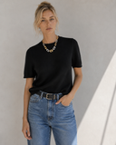 Μαύρο short sleeve knit top
