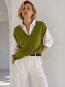 Lime V-neck πλεκτή καζάκα