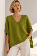 Lime V-neck πλεκτή καζάκα