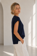 Μπλε V-neck πλεκτή καζάκα