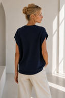 Μπλε V-neck πλεκτή καζάκα