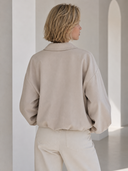 Μπεζ cotton zip jacket