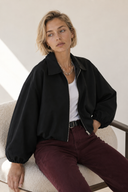 Μαύρο cotton zip jacket