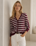 Μπορντό striped knit cardigan