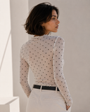 Λευκό polka dot mesh top