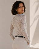 Λευκό polka dot mesh top