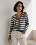 Γκρι striped knit cardigan