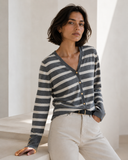 Γκρι striped knit cardigan