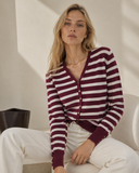 Μπορντό striped knit cardigan