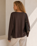 Καφέ V-neck oversized μπλούζα