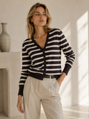Καφέ striped knit cardigan