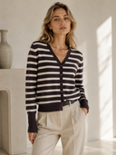 Καφέ striped knit cardigan