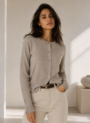 Μπεζ knit button cardigan