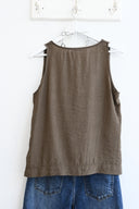 Καφέ  minimal αμάνικο lightweight top