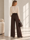 Καφέ wide leg παντελόνα