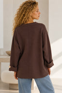 Καφέ oversized πλεκτή μπλούζα