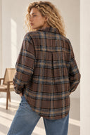 Ανθρακί καρό overshirt με χρυσά κουμπιά