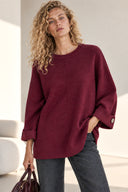 Μπορντό oversized πλεκτή μπλούζα