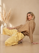Κάμελ suede cropped jacket