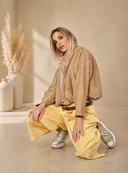 Κάμελ suede cropped jacket