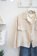 Μπεζ cropped linen shirt
