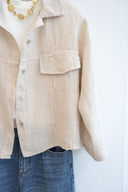 Μπεζ cropped linen shirt