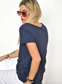 Μπλε basic βαμβακερό t-shirt