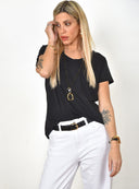 Μαύρη basic βαμβακερό t-shirt
