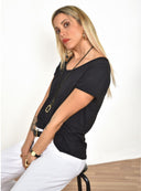 Μαύρη basic βαμβακερό t-shirt