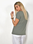 Χακί basic βαμβακερό t-shirt