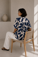 Μπλε abstract print oversized πουκάμισο