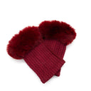 Μπορντό knit γάντια με faux fur