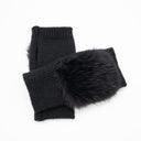 Μαύρο knit γάντια με faux fur