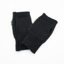Μαύρο knit γάντια με faux fur
