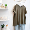 Χακί oversized ασύμμετρο t-shirt