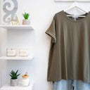 Χακί oversized ασύμμετρο t-shirt